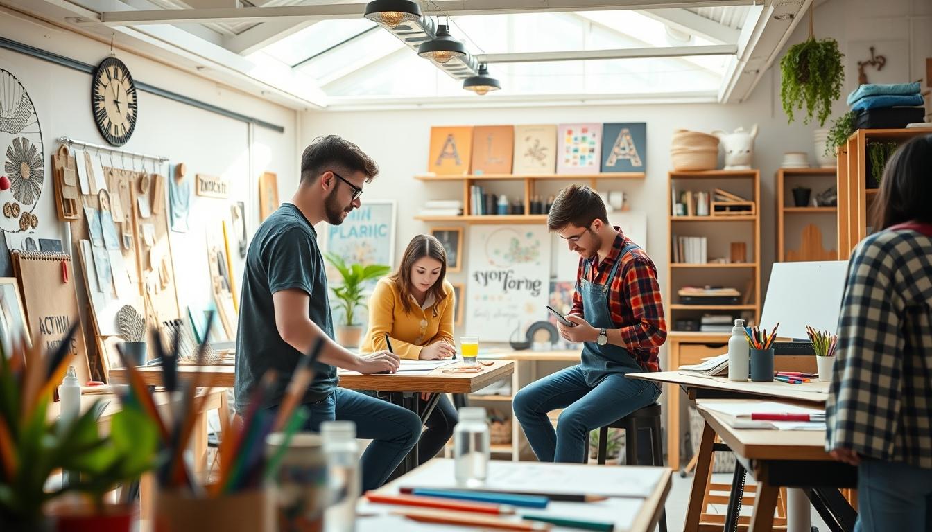Students collaborating in study space